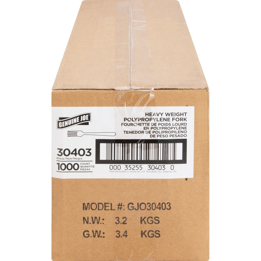 Genuine Joe Heavyweight Fork - 1 Piece(s) - x - Disposable - Textured - Black - 1000 / Carton - Cutlery