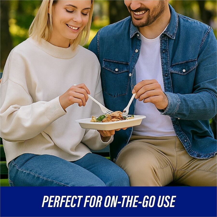 Genuine Joe Heavyweight White Plastic Forks - Disposable - 100/Box - 40 / Carton - Cutlery
