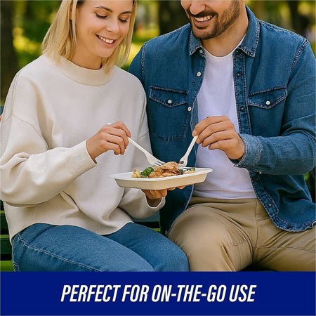 Genuine Joe Heavyweight White Plastic Forks - Disposable - 100/Box - 40 / Carton - Cutlery
