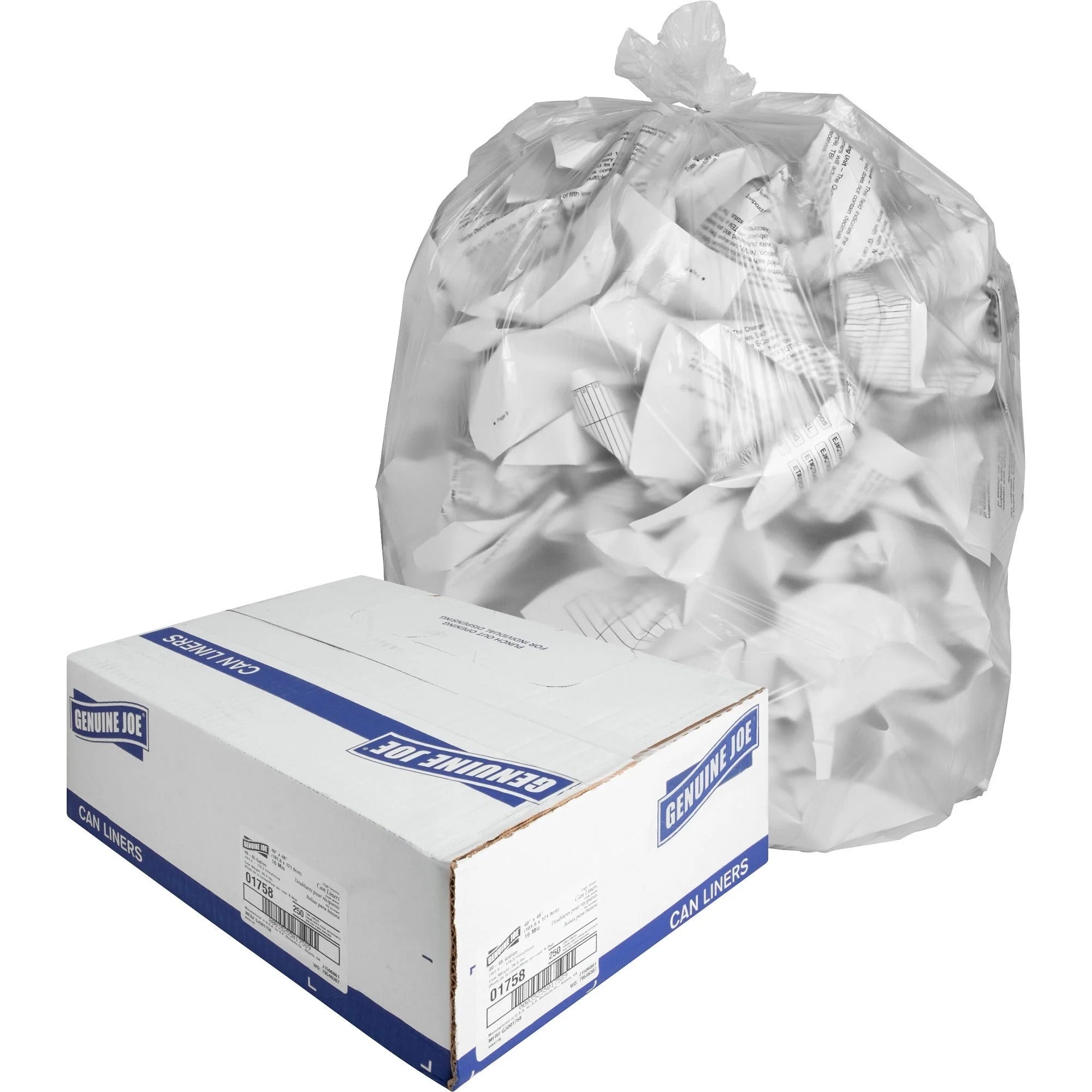 Genuine Joe High-density Can Liners - Large Size - 45 gal Capacity - 40’’ Width x 48’’ Length - 0.63 mil (16 Micron)