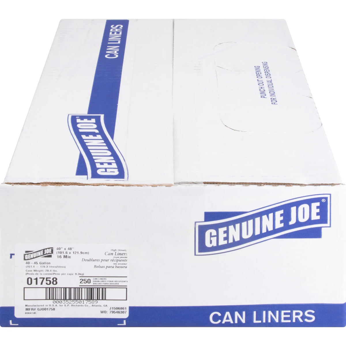 Genuine Joe High-density Can Liners - Large Size - 45 gal Capacity - 40’’ Width x 48’’ Length - 0.63 mil (16 Micron)