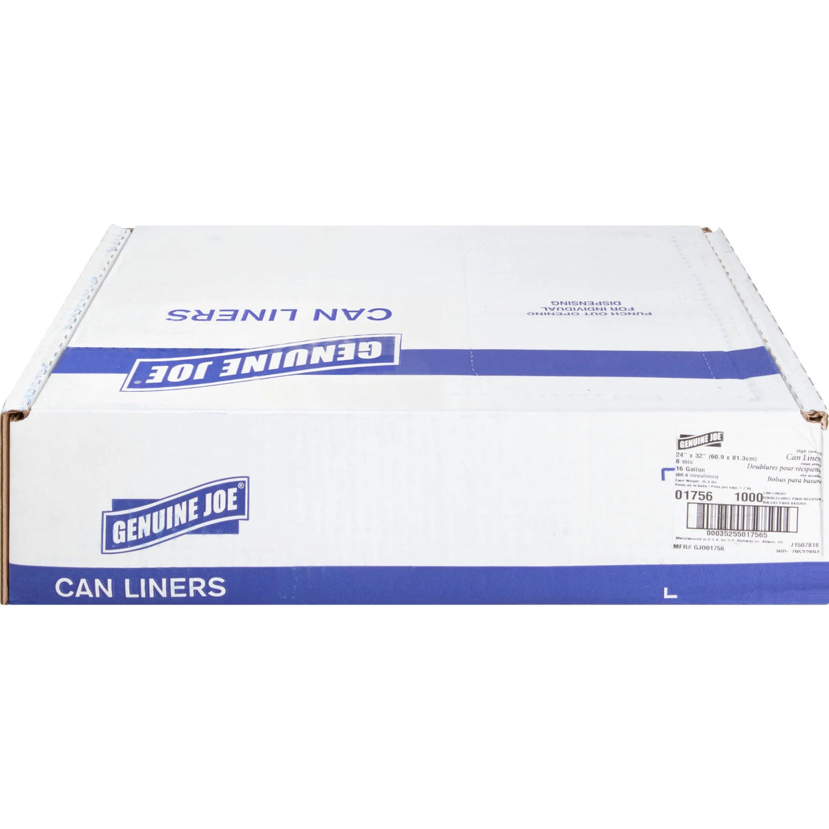 Genuine Joe High-Density Can Liners - Small Size - 16 gal Capacity - 24’’ Width x 32’’ Length - 0.31 mil (8 Micron)
