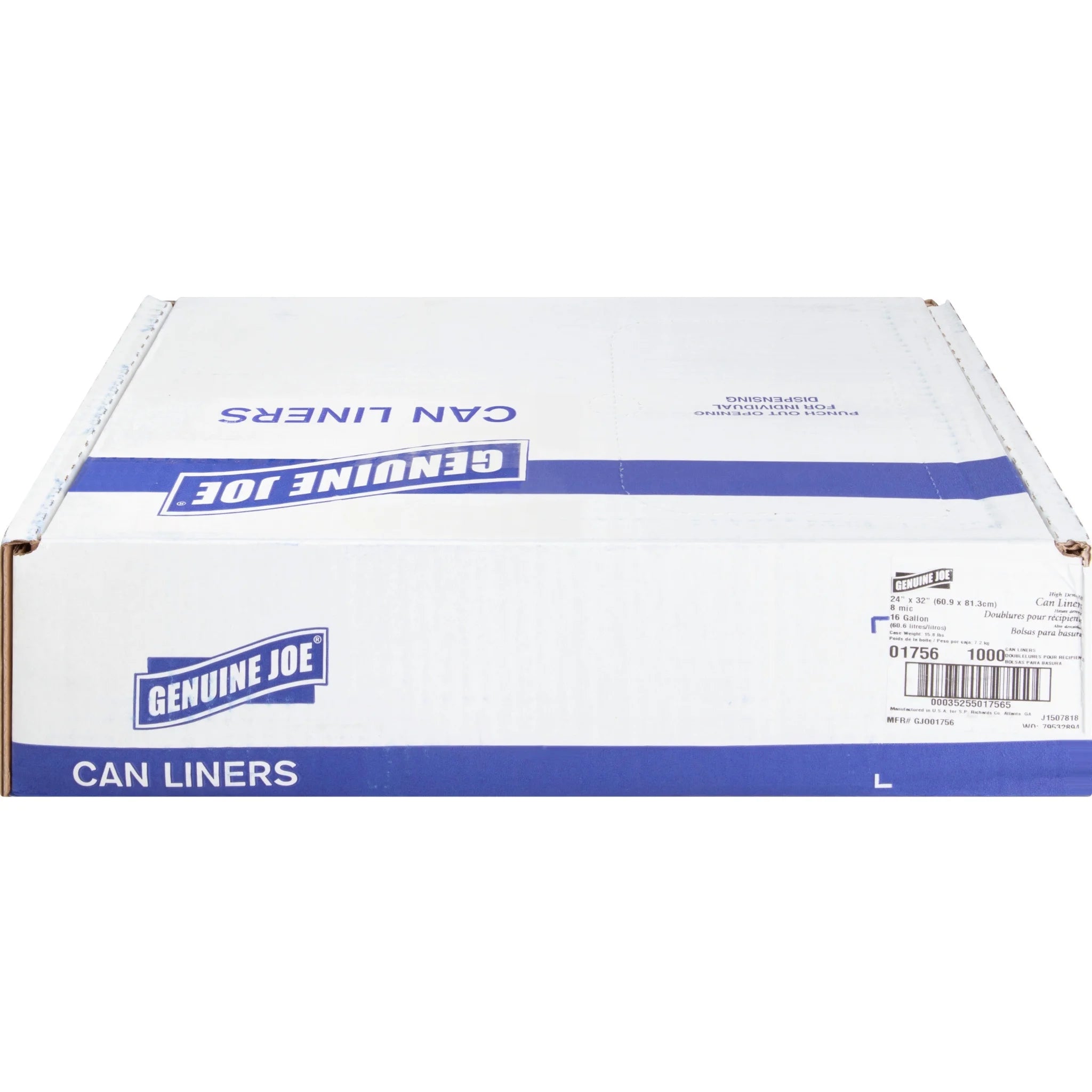 Genuine Joe High-Density Can Liners - Small Size - 16 gal Capacity - 24’’ Width x 32’’ Length - 0.31 mil (8 Micron)