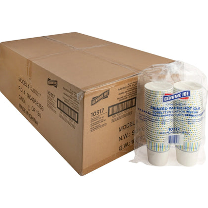 Genuine Joe Hot Beverage Cups - 10 oz - Assorted Paper - 50/Pack