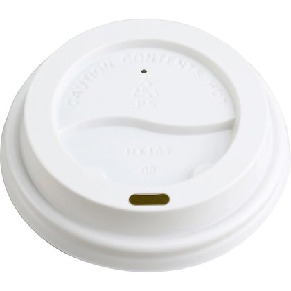Genuine Joe Hot Cup Lids: Raised Siphole White - 50/Pack - 20/Carton - Cups
