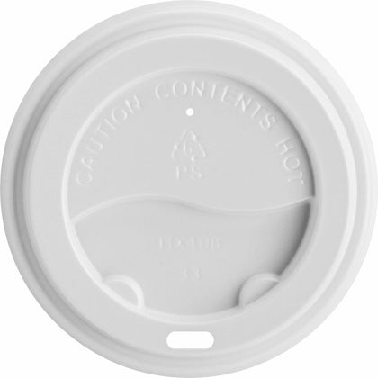 Genuine Joe Hot Cup Lids: White Polystyrene - 50-Pack - Cups
