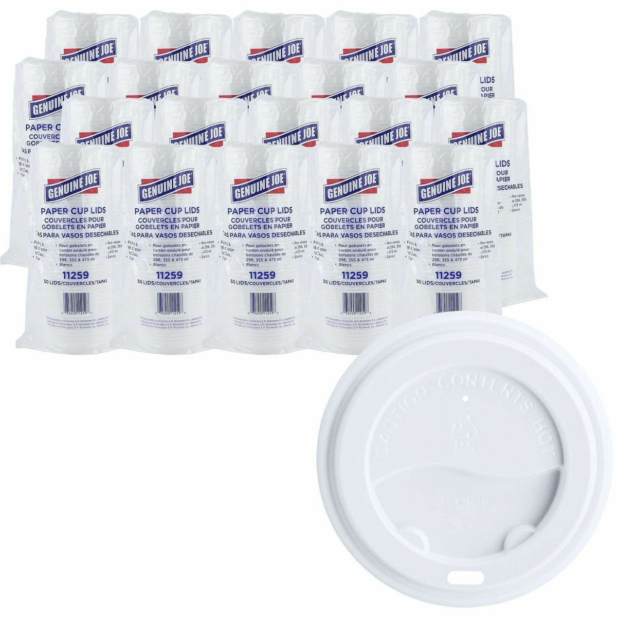 Genuine Joe Hot Cup Protective Lids - Polystyrene - White - 50/Pack - 20 / Carton - Cups
