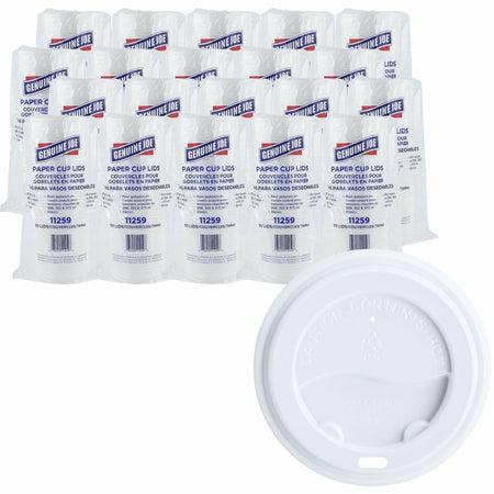 Genuine Joe Hot Cup Protective Lids - Polystyrene - White - 50/Pack - 20 / Carton - Cups