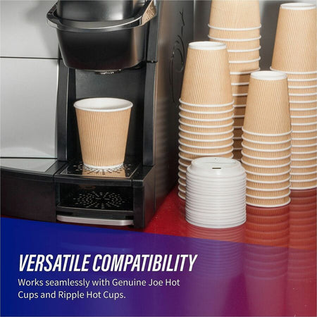 Genuine Joe Hot Cup Protective Lids - Polystyrene - White - 50/Pack - 20 / Carton - Cups