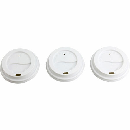 Genuine Joe Hot Cup Protective Lids - Polystyrene - White - 50 / Pack - Cups