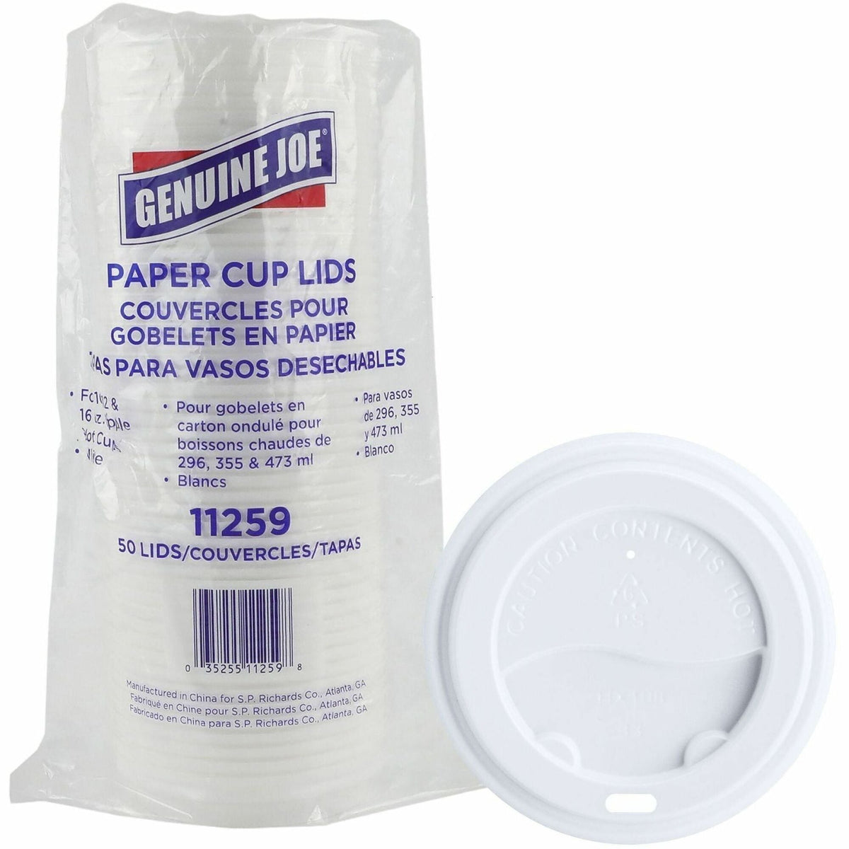 Genuine Joe Hot Cup Protective Lids - Polystyrene - White - 50 / Pack - Cups