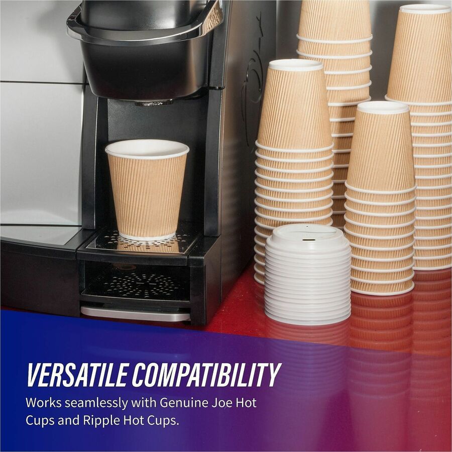 Genuine Joe Hot Cup Protective Lids - Polystyrene - White - 50 / Pack - Cups