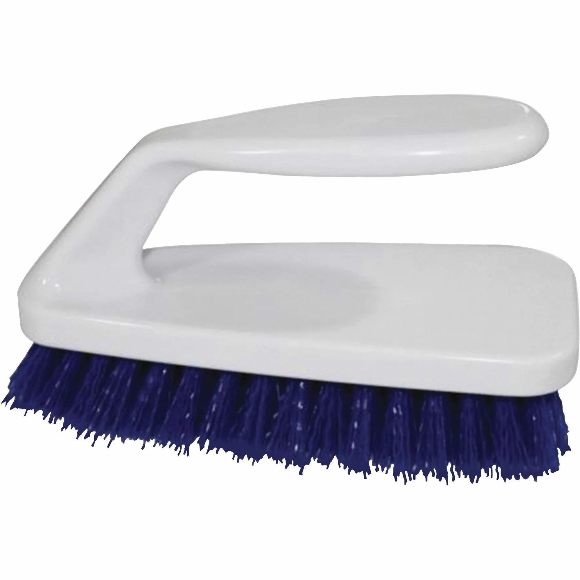 Genuine Joe Iron Handle Scrub Brush - 6.3’’ Plastic - Blue & White - Dusters