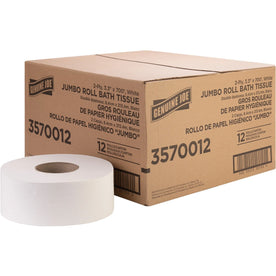 Genuine Joe Jumbo Jr Bath Tissue Roll - 2 Ply 700 ft - White Fiber - 12/Carton - Bathroom