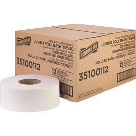 Genuine Joe Jumbo Jr Bath Tissue Rolls - 2 Ply 1000 ft - White Fiber - 12/Carton - Bathroom