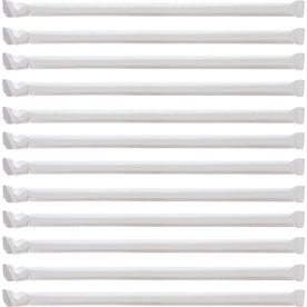 Genuine Joe Jumbo Translucent Straight Straws - 7.8’’ Clear - 500/Box