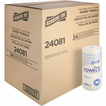 Genuine Joe Kitchen Roll Towels - 2 Ply Flexible Size - White 24/Carton - Paper