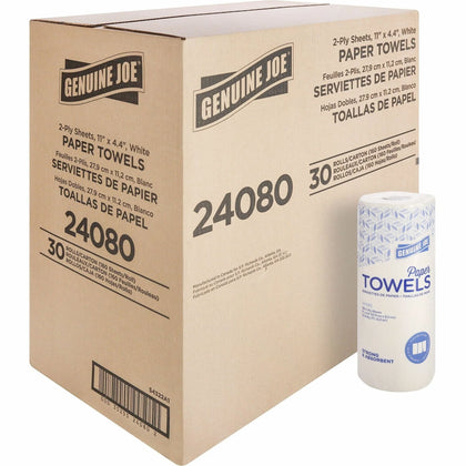 Genuine Joe Kitchen Roll Towels - 2 Ply Flexible Size - White 30/Carton - Paper