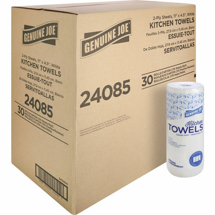 Genuine Joe Kitchen Roll Towels - 2 Ply White - 30/Carton - Paper