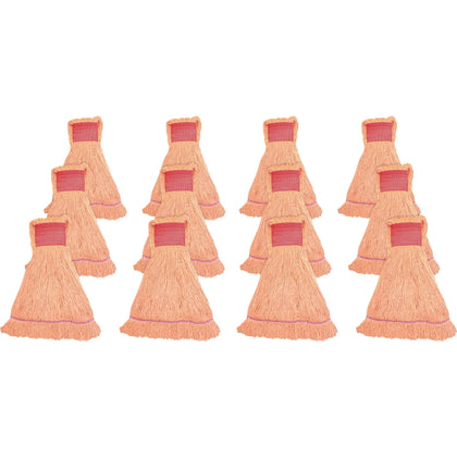 Genuine Joe Large Mophead: Synthetic Blend (Rayon Cotton) - Orange - 12/Carton - Mops & Refills