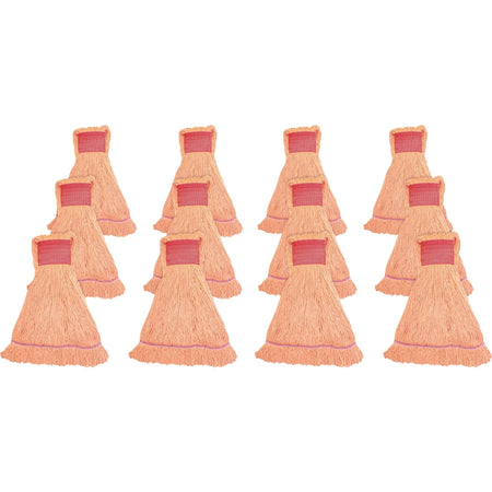 Genuine Joe Large Mophead: Synthetic Blend (Rayon Cotton) - Orange - 12/Carton - Mops & Refills