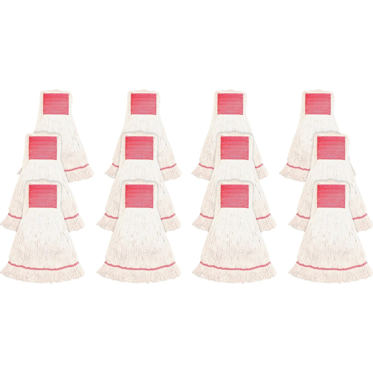 Genuine Joe Large Mophead: Synthetic Blend Rayon & Cotton - White - 12/Carton - Mops Refills