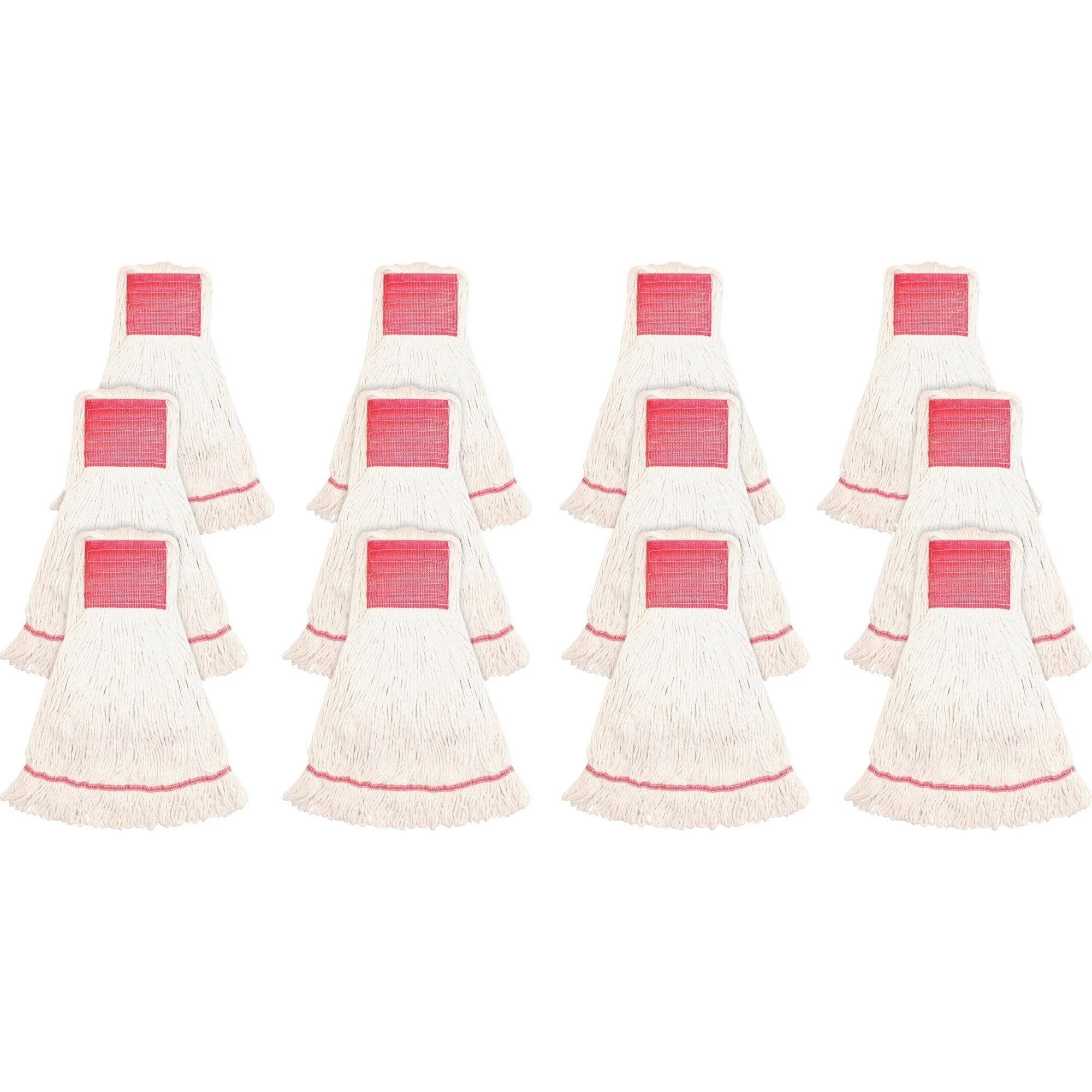 Genuine Joe Large Mophead: Synthetic Blend Rayon & Cotton - White - 12/Carton - Mops Refills