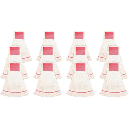 Genuine Joe Large Mophead: Synthetic Blend Rayon & Cotton - White - 12/Carton - Mops Refills