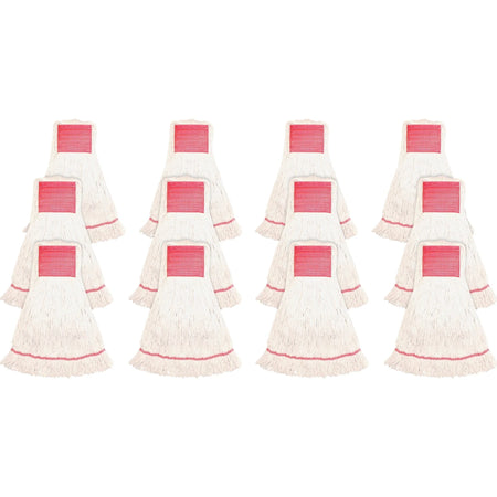 Genuine Joe Large Mophead: Synthetic Blend Rayon & Cotton - White - 12/Carton - Mops Refills