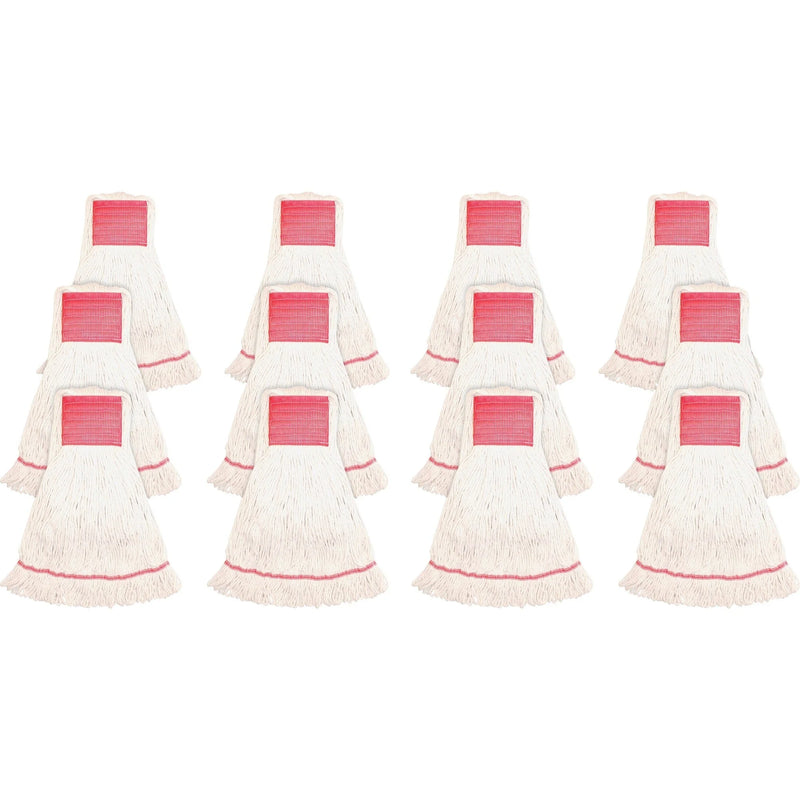 Genuine Joe Large Mophead: Synthetic Blend Rayon & Cotton - White - 12/Carton - Mops Refills