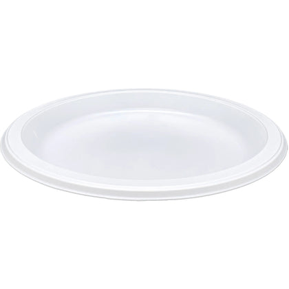Genuine Joe Large Plastic Plates - Disposable Dinnerware Warm White - 125/Pack