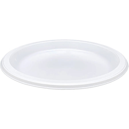 Genuine Joe Large Plastic Plates - Disposable Dinnerware Warm White - 125/Pack