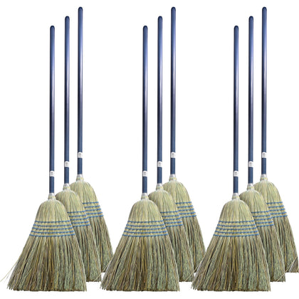 Genuine Joe Light Duty Broom: Corn Fiber Bristle Lacquered Wood Handle - Brooms & Sweepers