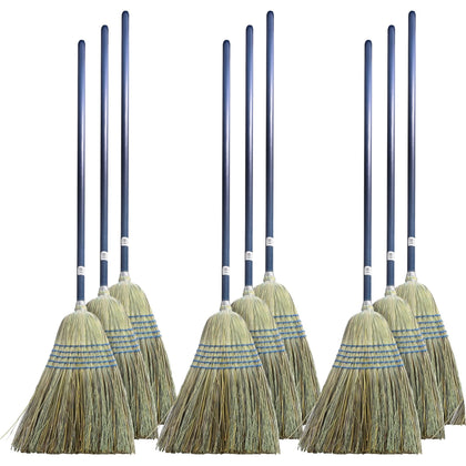 Genuine Joe Light Duty Broom: Corn Fiber Bristle Lacquered Wood Handle - Brooms & Sweepers