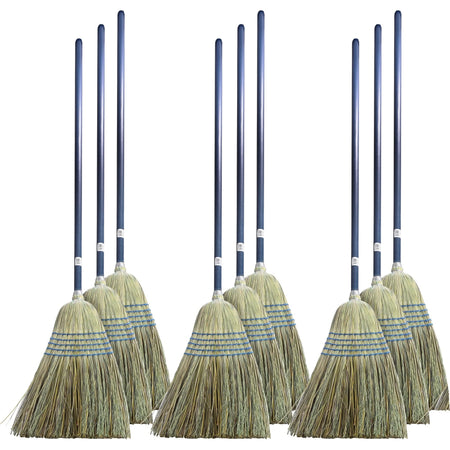 Genuine Joe Light Duty Broom: Corn Fiber Bristle Lacquered Wood Handle - Brooms & Sweepers