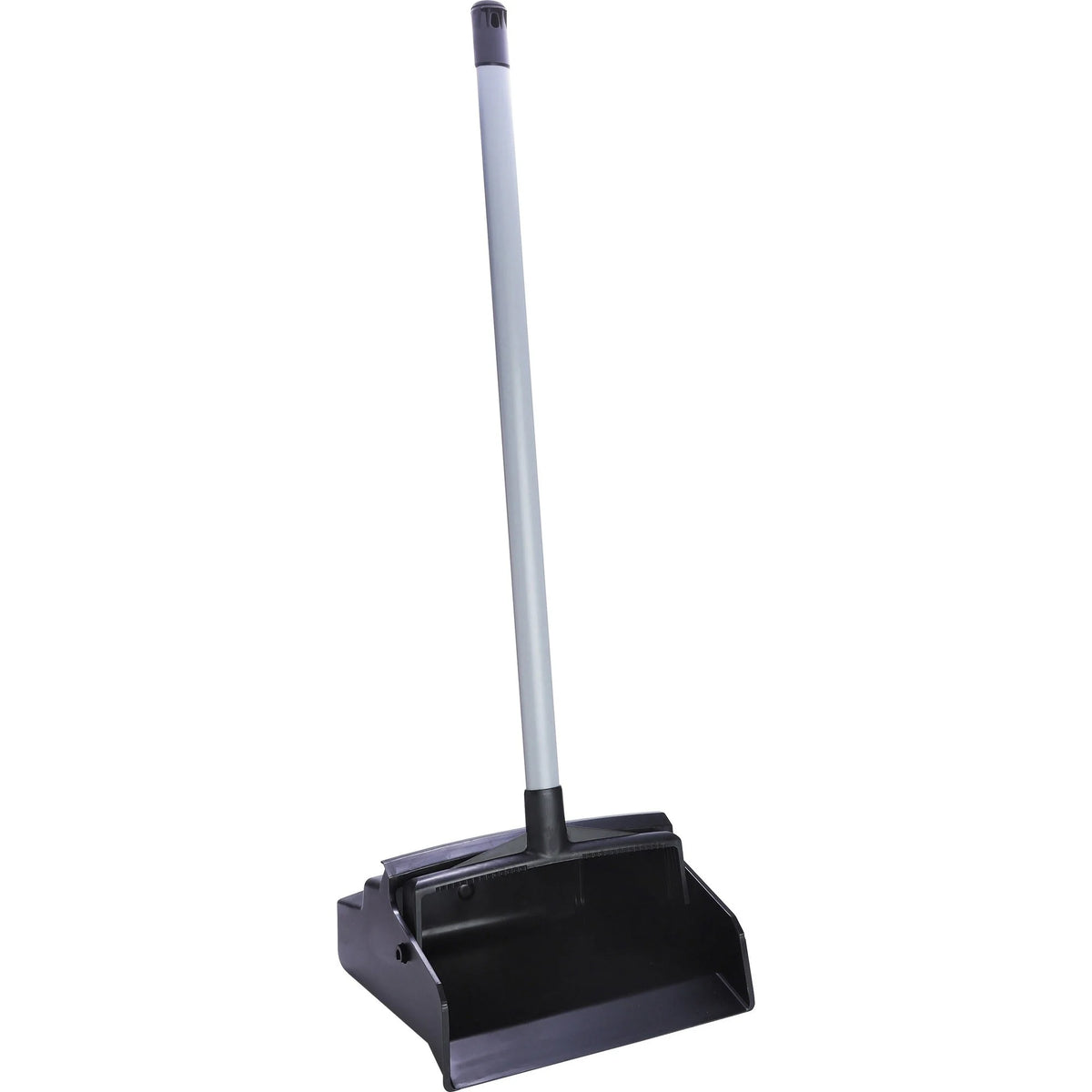 Genuine Joe Lobby Dust Pan: 12’’ Wide 30’’ Handle Plastic - Black - Pans