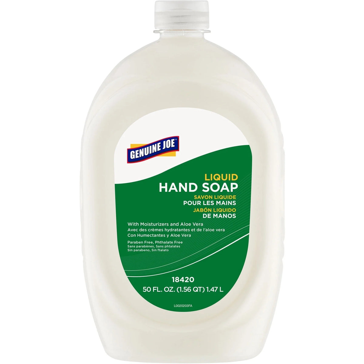 Genuine Joe Lotion Soap: 1.56 Quart Bottle Dispenser - White Anti-irritant - Hand Soaps/Cleaners