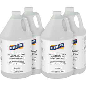 Genuine Joe Lotion Soap: Ink Oil Dirt Grease Grime & Carbon Remover - 1 gal - White - Pleasant Scent - Hand
