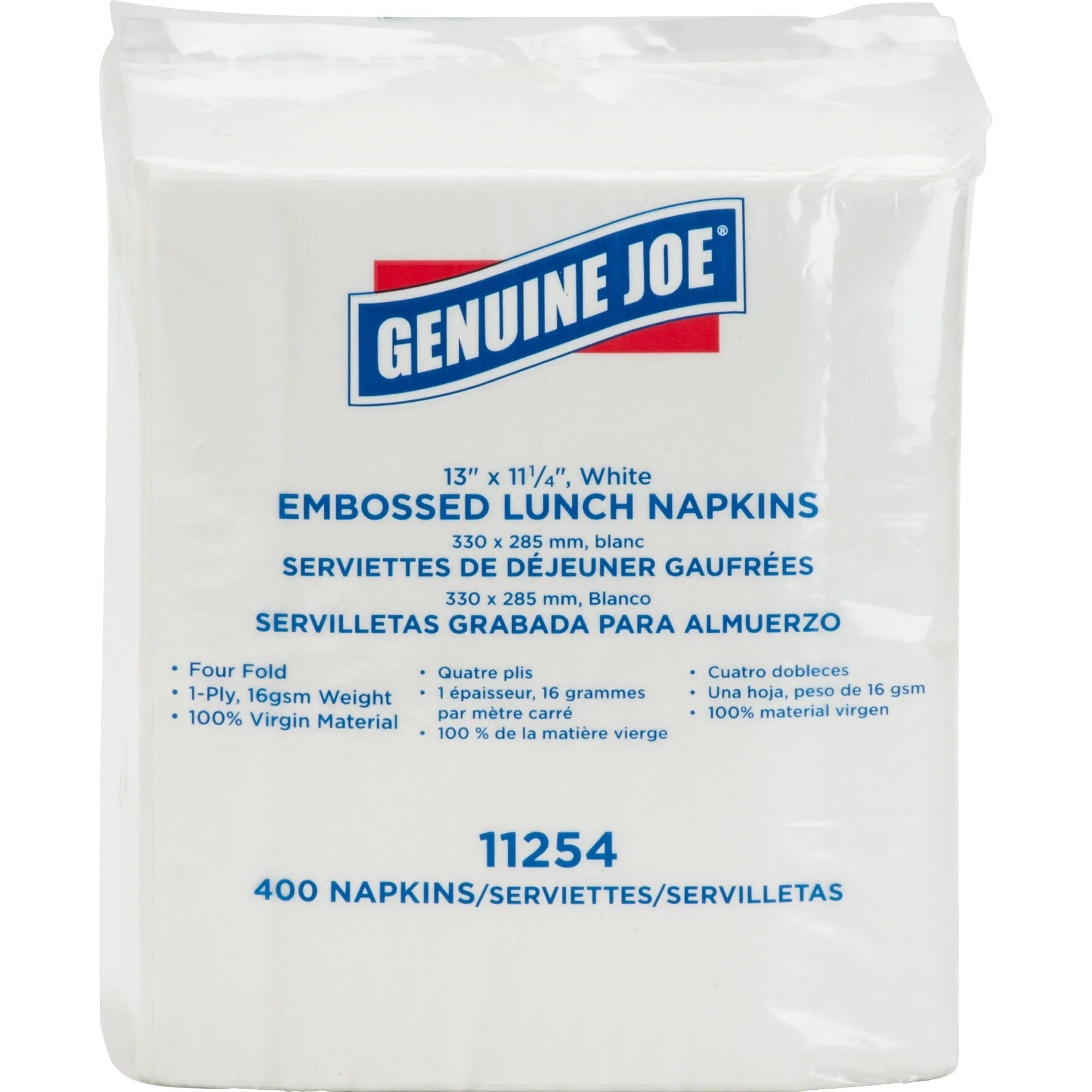 Genuine Joe Lunch Napkins: 1-Ply Quarter-Fold White - 400/Pack - Napkins