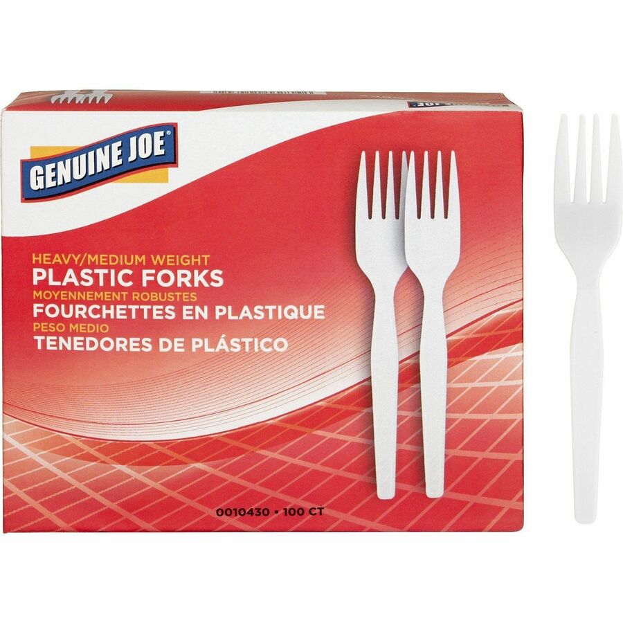 Genuine Joe Medium-Heavyweight Plastic Forks - Front