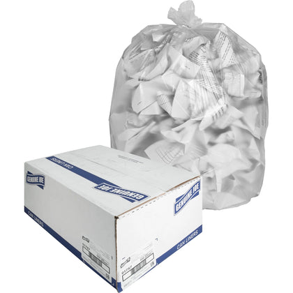 Genuine Joe Medium High-Density Can Liners - 33 gal Capacity - Clear Resin - 25/Roll - Trash Bags &