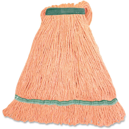 Genuine Joe Medium Mophead: Durable 4-Ply Loop-End Mop - Orange - Mops & Refills
