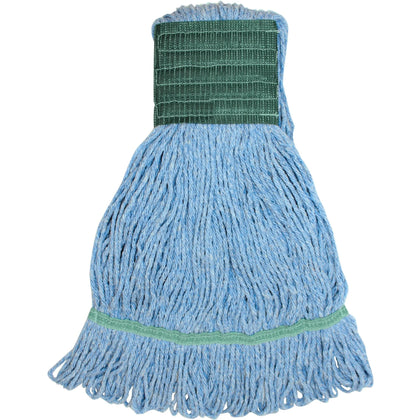 Genuine Joe Medium Mophead: Durable Synthetic Blend - Blue - 16 oz - Mops & Refills