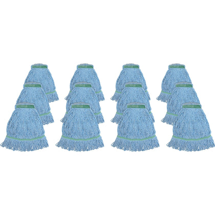 Genuine Joe Medium Mophead - Rayon & Cotton Blend - Blue - 12/Carton - Mops Refills