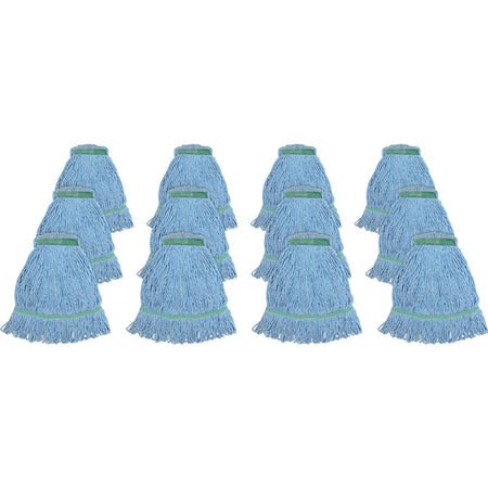 Genuine Joe Medium Mophead - Rayon & Cotton Blend - Blue - 12/Carton - Mops Refills