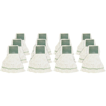 Genuine Joe Medium Mophead - Rayon & Cotton Blend - White - 12/Carton - Mops Refills