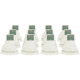 Genuine Joe Medium Mophead - Rayon & Cotton Blend - White - 12/Carton - Mops Refills