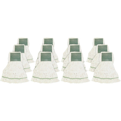 Genuine Joe Medium Mophead - Rayon & Cotton Blend - White - 12/Carton - Mops Refills