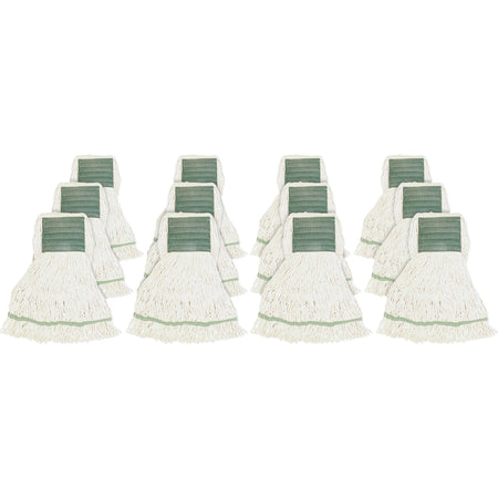 Genuine Joe Medium Mophead - Rayon & Cotton Blend - White - 12/Carton - Mops Refills
