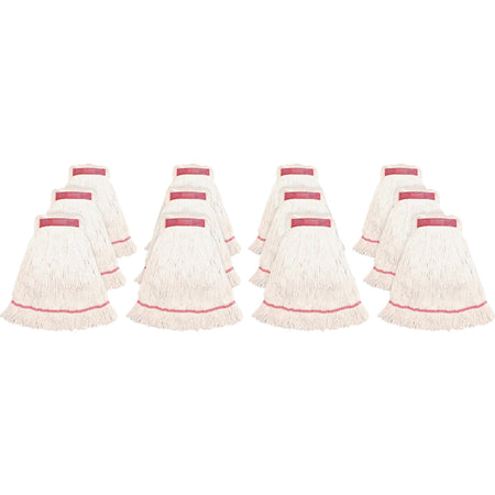 Genuine Joe Medium Mophead - Rayon & Cotton Blend - White - 12/Carton - Mops Refills